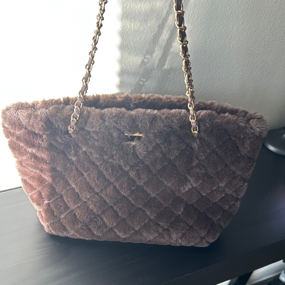 Luxurious Brown Faux Fur Tote Bag